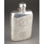 A Victorian Sampson Mordan & Co silver hip flask of rectangular form, with bayonet fitting cap and
