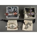 Four pieces of Vivienne Westwood costume jewellery all with enamelled decoration, comprising