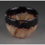 A miniature Blue John bowl, evenly coloured banding to rim, etched "C A 1996" to the underside,