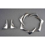 An Anton Michelsen 'boomerang' silver bracelet, designed by Eigil Jensen, the plain polished