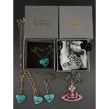 Six pieces of Vivienne Westwood costume jewellery, comprising three gilt metal charm bracelets, each