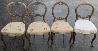 Five assorted Victorian balloon back dining chairs, stuffed over seats, average height approx.