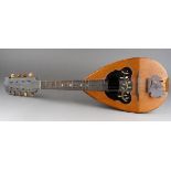 Neapolitan mandolin labelled Sistema De Meglio to interior, 59 cm long