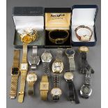 A bag of boxed and loose gent's manual and quartz wrist watches, including Rotary, Seiko,