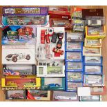 Two boxes of boxed and loose die cast and plastic vehicles, approximately thirty two boxed Corgi,
