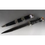 Replica Scottish Highland Dirk with moulded resin hilt, blade stamped Robert Allison & son Ltd,