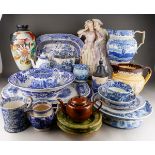 Assorted English 19th and early 20th Century blue and white factories include Spode, Wedgwood etc,