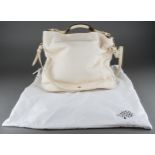 A Mulberry Evelina hobo plain lizard print shoulder bag, marshmellow white with gilt logo and