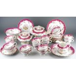 A large early 19th century English tea set to include a large teapot, three serving plates, milk