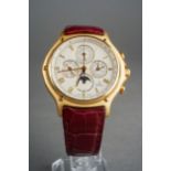 An EBEL 18K Gold Automatic Perpetual Calendar Chronograph with Moon phases and Leap year indication,