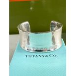 Tiffany & Co. 1837 Sterling Silver Wide Cuff Bangle Circa 1997