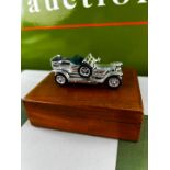 Vintage 1907 Rolls Royce Silver Ghost On A Solid Wood Teak Box.