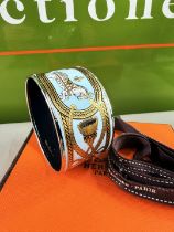 Hermes Paris Equestrian Enamel & Silver Wide Edition Bangle-Rrp £849