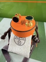 Hermes Paris Octagonal Vintage Gold Cufflinks & Black Lizard Leather Inlay-Very Rare Examples