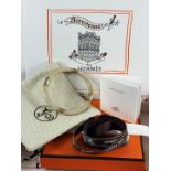 Hermes Paris H Equipe T2 Beige Gold Silver Bangle