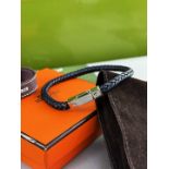 Herms Paris Black Leather Goliath Gents Bracelet