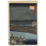 Hiroshige II, Evening Cool at Shijo, Kyoto, Antique Ukiyo-e