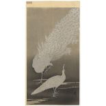 Koson Ohara, White Peacocks, First Edition, Japanese Art *