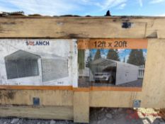 NEW SDLANCH 12' X 20' STEEL FRAME CARPORT W/ SIDE WALLS(CREAM)