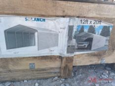 NEW SDLANCH 12' X 20' STEEL FRAME CARPORT W/ SIDE WALLS(CREAM)