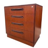 G plan - A 20th century retro 'Fresco' teak chest of four drawers, H 73cm x W 71cm x D 45cm approx