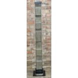 Brutalist style concrete and glass floor standing lamp with LED internal lighting tube, H 143cm x