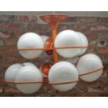 Mid century Kaiser sputnik pendant light chandelier, together with eight additional spare Sputnik