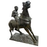Follower of Dame Elisabeth Frink (1930-1993) - horse and rider, unmarked and unsigned, bronze