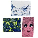 Grayson Perry CBE RA (b. 1960) - 'Gentrification' silk panel, 14cm x 19cm; David Shrigley (b.
