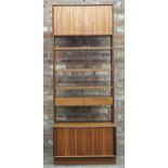 G Plan - Mid century teak two-sectional wall unit, H 198cm x W 76cm x D 46cm