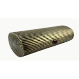 Exceptional quality fluted silver gilt etui or make up box, the interior fitted with a lipstick