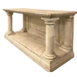 A monumental Italian Grand Tour painted pine console table with Corinthian column supports, H