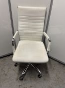 6 x Unbranded White Faux Leather Office Wheeled Chairs