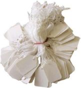 10x PACKS Hardware Strung Tags -1000 x White Strung Tags 48 x 28mm - T769