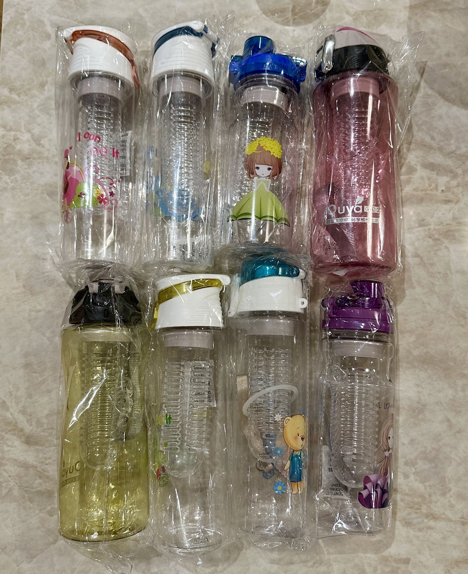 100x ASSORTED WATER INFUSION BOTTLES - MIXED STYLES, MOST 500ml NEW IN SEALED PACKS