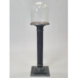 A Victorian ebonised display pedestal on a plinth base, 104cm high, the top surmounted by a large