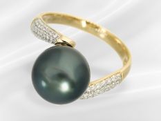 Ring: Hochwertiger Tahiti-Perlenschmuck mit feinem Brillantbesatz