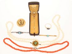 Konvolut vintage/antiker Goldschmuck sowie Ketten