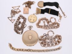 Konvolut antiker Uhrenketten/Chatelaines sowie eine Tissot Taschenuhr und antike Medaillon Anhänger