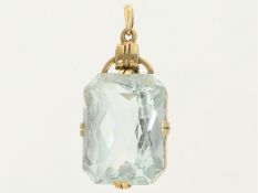 Anhänger: vintage Aquamarin-Goldschmiedeanhänger, großer Aquamarin von ca. 16ct
