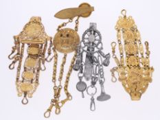 4 seltene Chatelaines für Spindeluhren, 18./19.Jh.