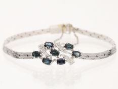 Armband: vintage Saphir/Diamant Goldschmiedearmband, ca. 1960er Jahre