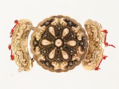 Antike, goldene, 4-reihige Schließe einer Kropfkette, prunkvolle antike Handarbeit, um 1850