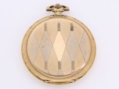 Taschenuhr: feine goldene Art déco Goldsavonnette, 14K Gold