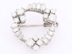 Brosche/Nadel: hochwertige Brillant/Diamant-Goldschmiedearbeit aus 18K Weißgold, ca.1,5ct Brillanten