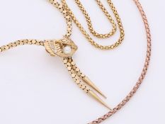 Kette/Collier: 3 dekorative Goldketten in 14K sowie 9K Gold