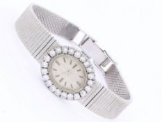 Armbanduhr: weißgoldene vintage Damenuhr mit Brillanten