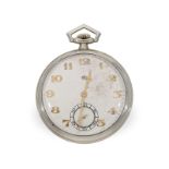 Taschenuhr: extrem rare Art déco Frackuhr mit Datum, Präzisionswerk, E. Koehn Geneva um 1925