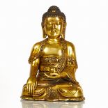 Großer vergoldeter Shakyamuni-Buddha mit Ming-Marke