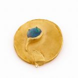 Wilhelm Buchert - Autorenschmuck: Runde, florale Brosche mit Opal
